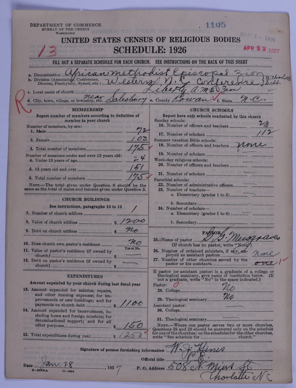 Scan of African Methodist Episcopal Zion Church: 1105