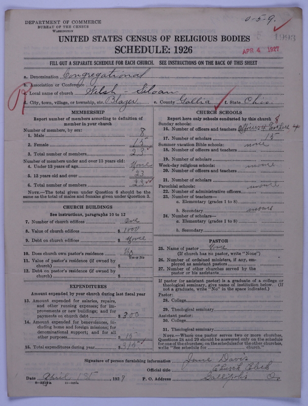 Scan of Congregational Churches: 1993