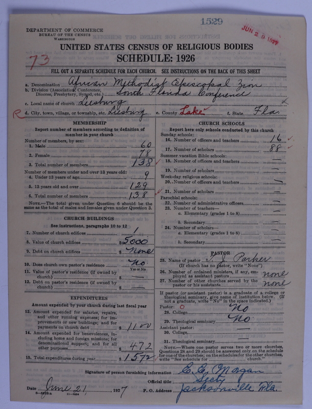 Scan of African Methodist Episcopal Zion Church: 1529