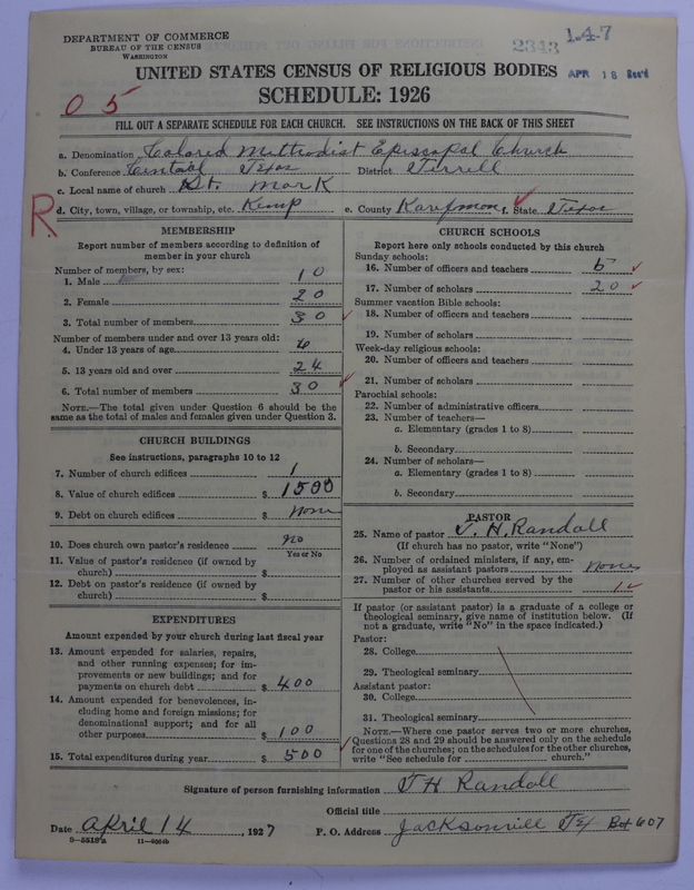 Scan of Colored Methodist Episcopal Church: 2343