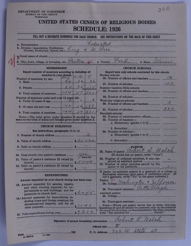 Scan of Federated Churches: 200