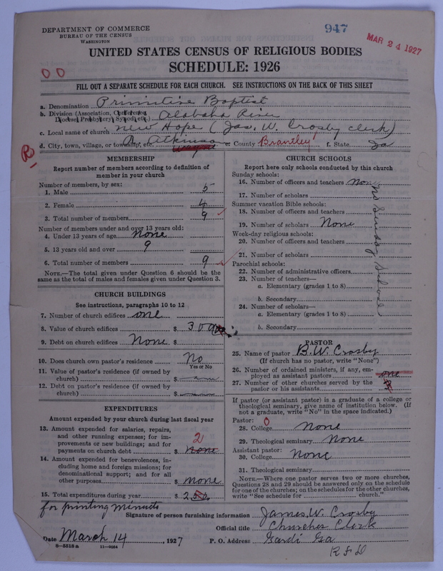 Scan of Primitive Baptists: 947