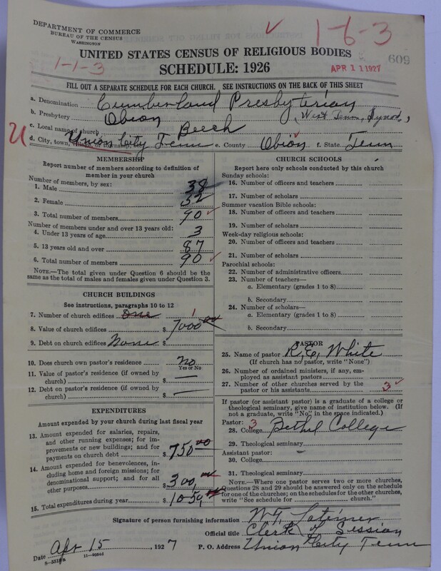 Scan of Cumberland Presbyterian Church: 609