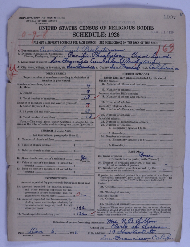 Scan of Cumberland Presbyterian Church: 1097
