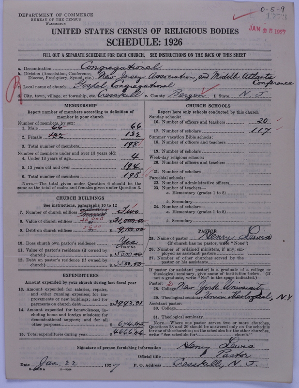 Scan of Congregational Churches: 1773