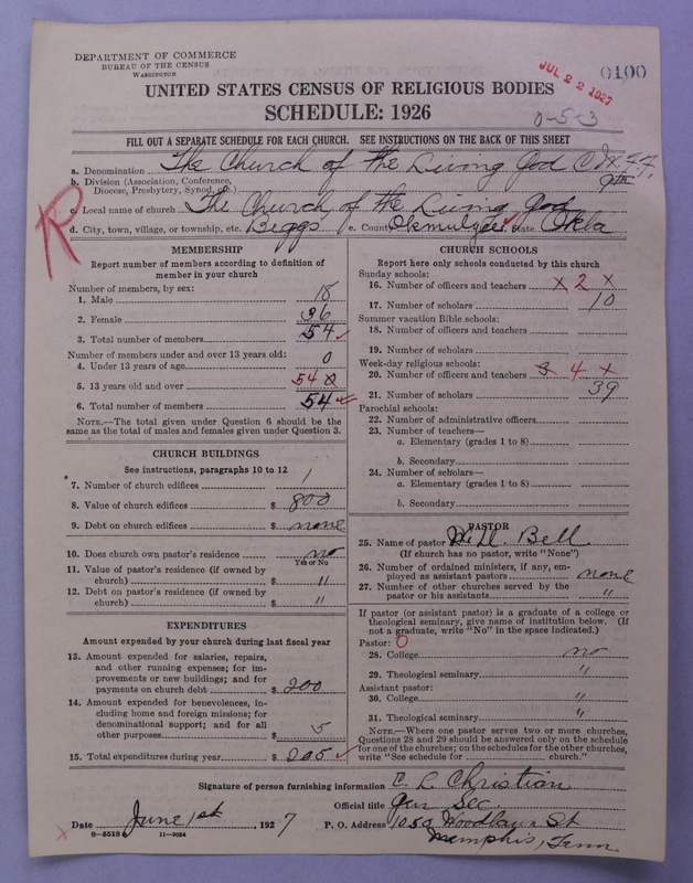 Scan of Church of the Living God, Christian Workers for Fellowship: 100