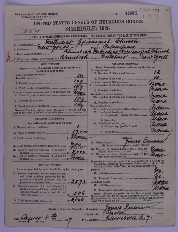 Scan of Methodist Episcopal Church: 1585