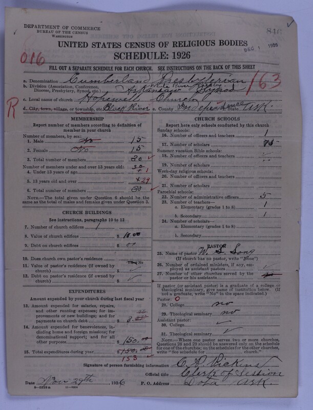Scan of Cumberland Presbyterian Church: 846