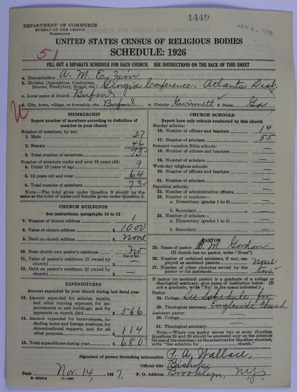 Scan of African Methodist Episcopal Zion Church: 1449