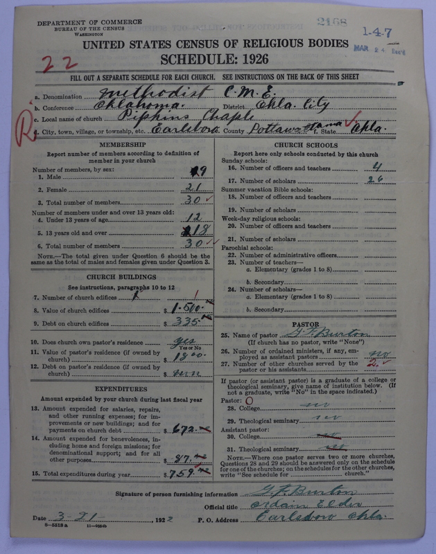 Scan of Colored Methodist Episcopal Church: 2168