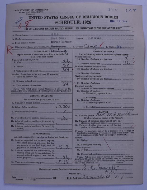 Scan of Colored Methodist Episcopal Church: 2212