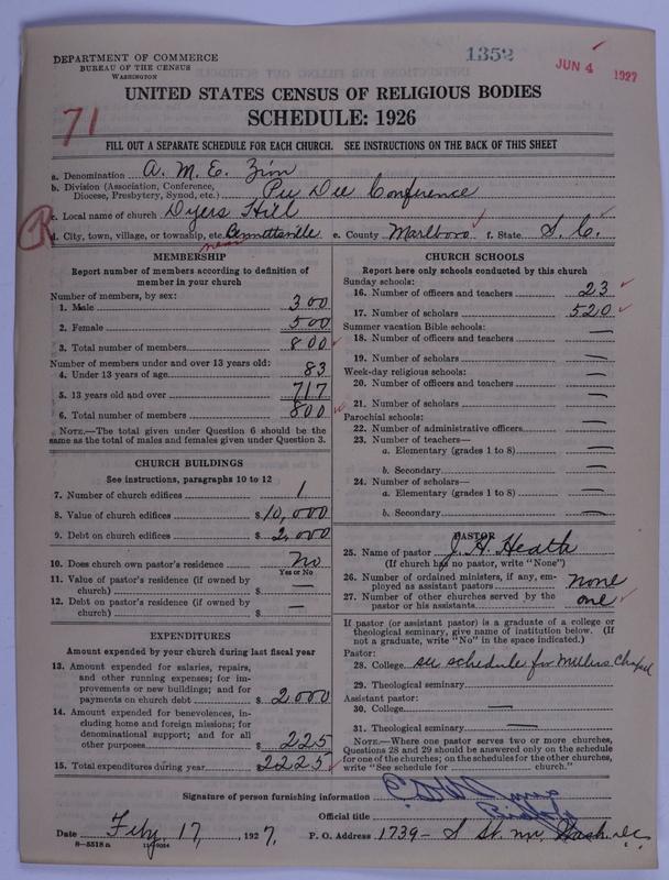 Scan of African Methodist Episcopal Zion Church: 1352