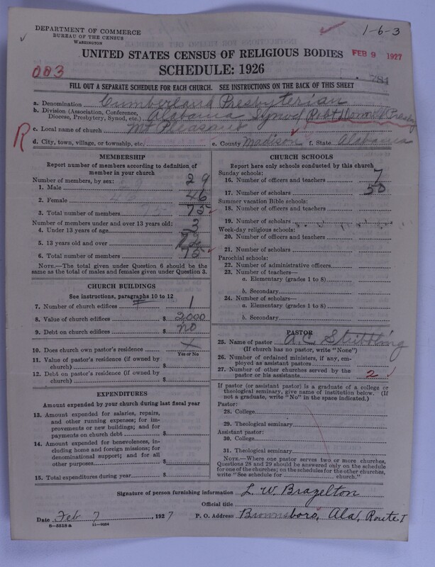 Scan of Cumberland Presbyterian Church: 781
