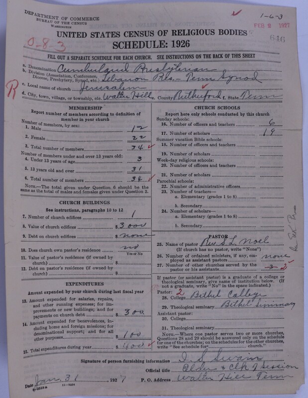 Scan of Cumberland Presbyterian Church: 646