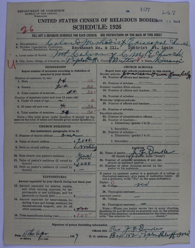 Scan of Colored Methodist Episcopal Church: 107