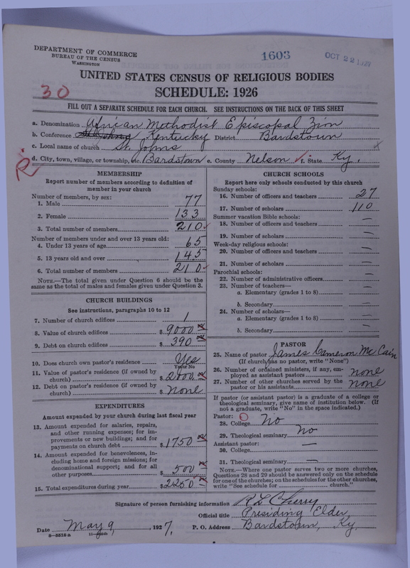 Scan of African Methodist Episcopal Zion Church: 1603