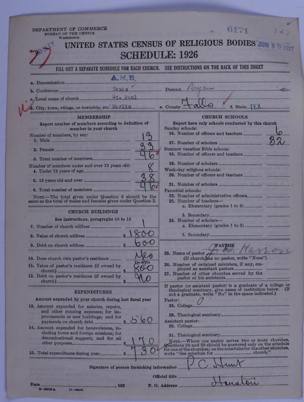 Scan of African Methodist Episcopal Church: 6171