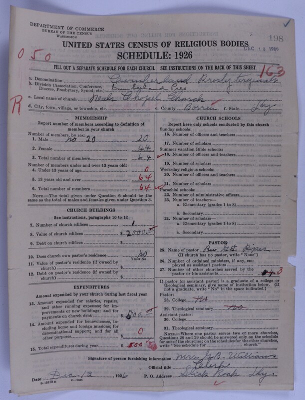 Scan of Cumberland Presbyterian Church: 198
