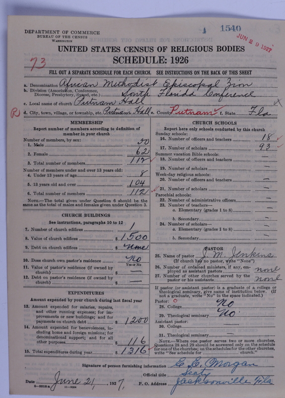 Scan of African Methodist Episcopal Zion Church: 1540