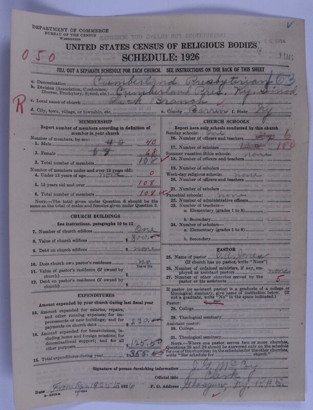 Scan of Cumberland Presbyterian Church: 196