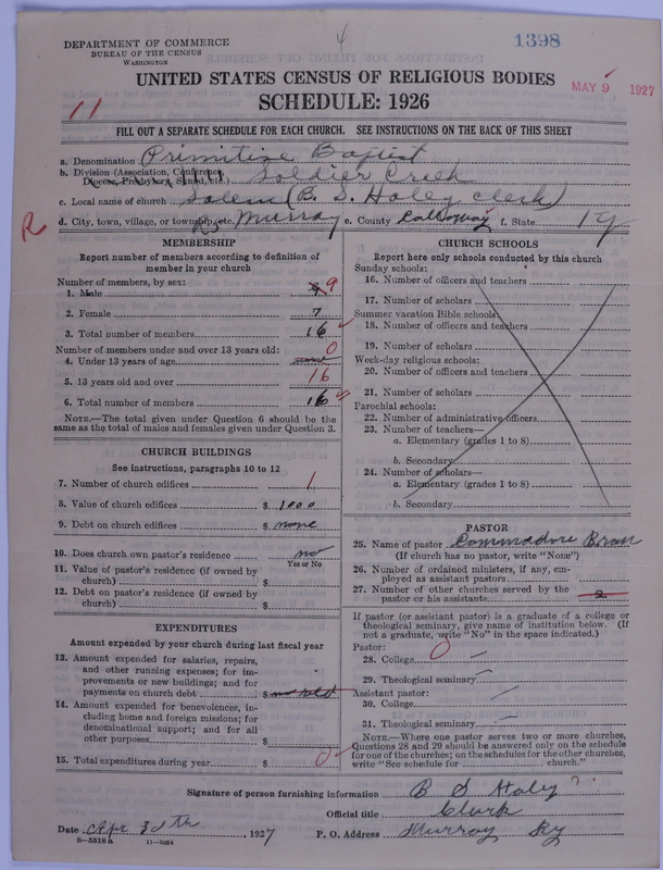 Scan of Primitive Baptists: 1398