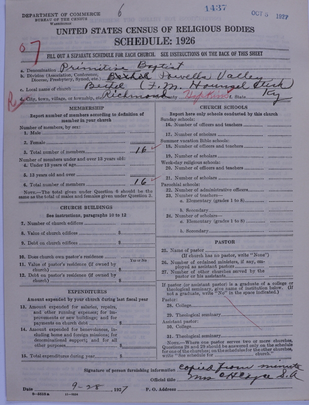 Scan of Primitive Baptists: 1437