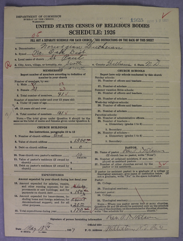 Scan of Norwegian Lutheran Church of America: 1925