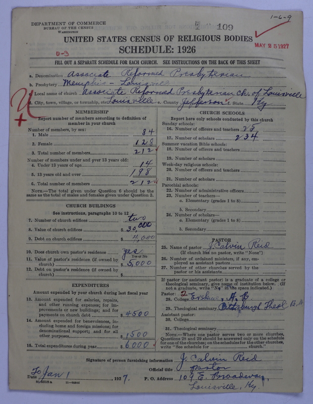 Scan of Associate Reformed Presbyterian Church: 109