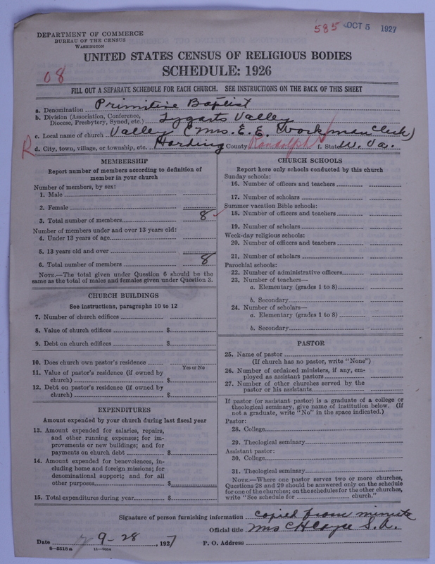 Scan of Primitive Baptists: 585