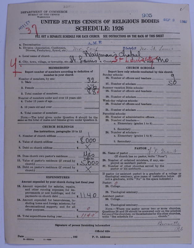 Scan of African Methodist Episcopal Church: 905