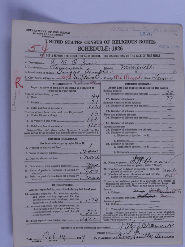 Scan of African Methodist Episcopal Zion Church: 1676
