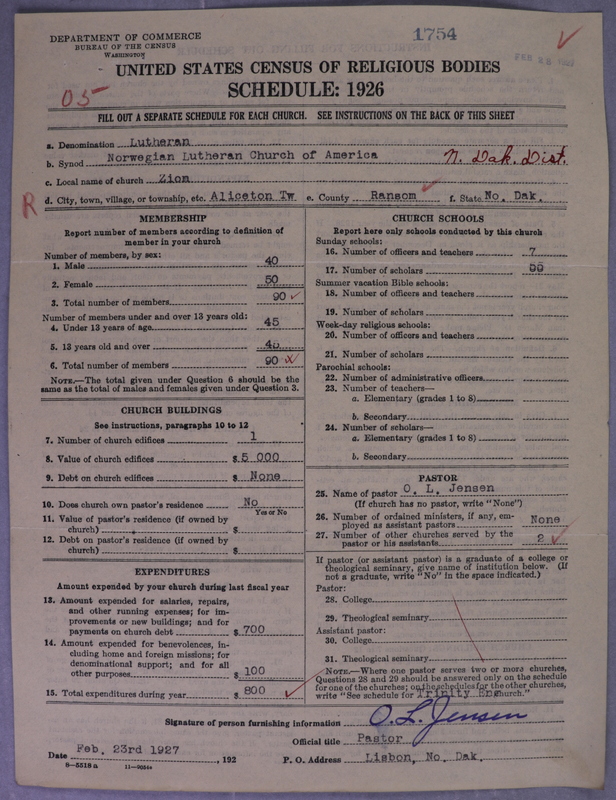 Scan of Norwegian Lutheran Church of America: 1754