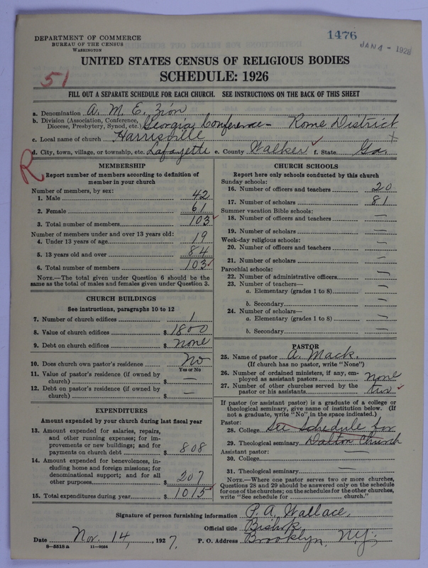 Scan of African Methodist Episcopal Zion Church: 1476
