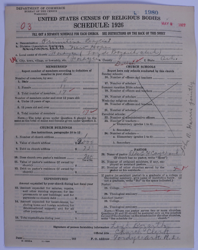 Scan of Primitive Baptists: 1980