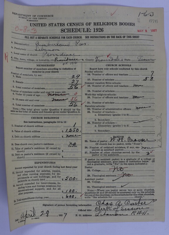 Scan of Cumberland Presbyterian Church: 676