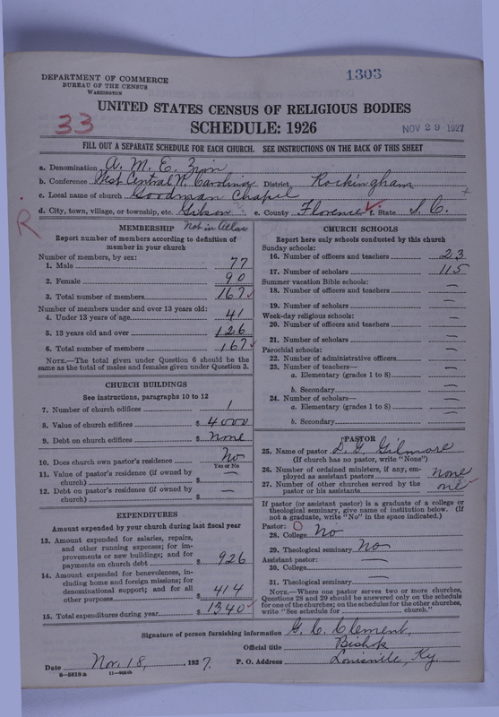 Scan of African Methodist Episcopal Zion Church: 1303