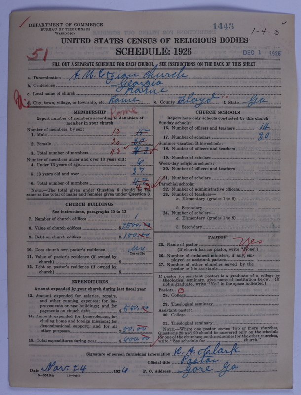 Scan of African Methodist Episcopal Zion Church: 1443