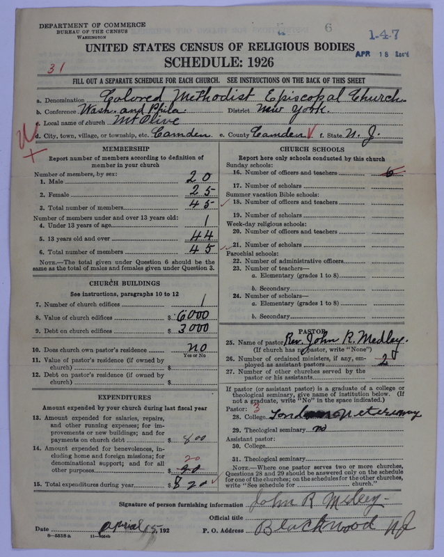 Scan of Colored Methodist Episcopal Church: 6