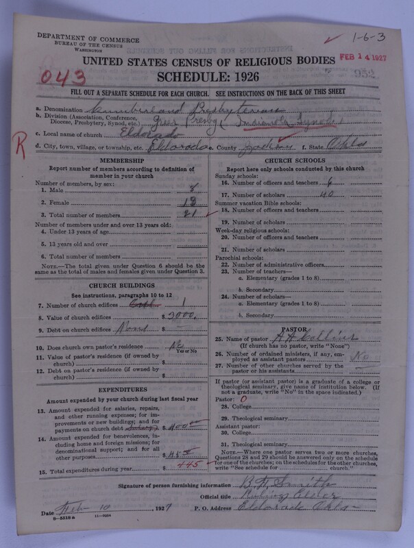 Scan of Cumberland Presbyterian Church: 952