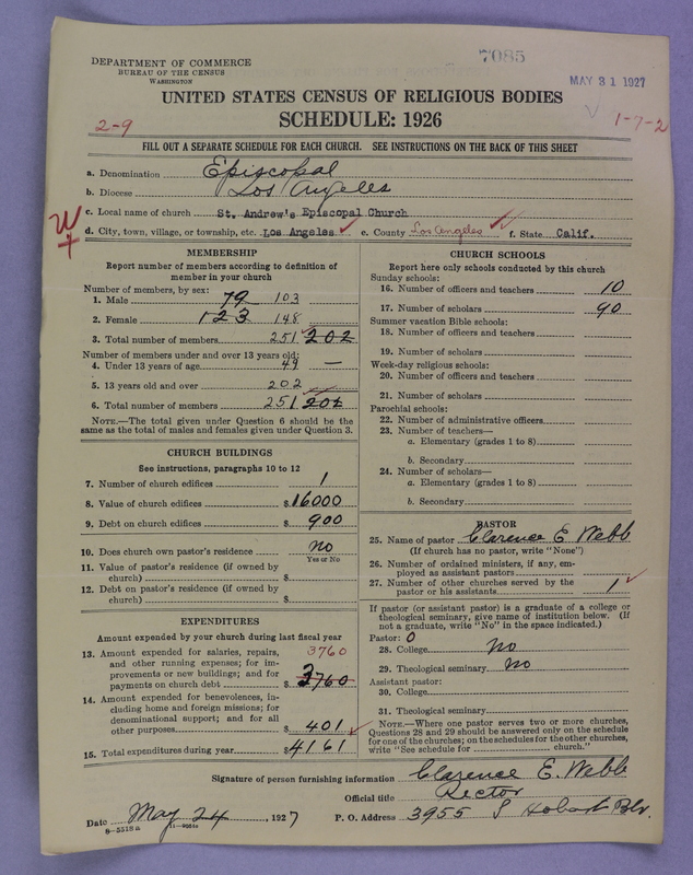 Scan of Protestant Episcopal Church: 7085