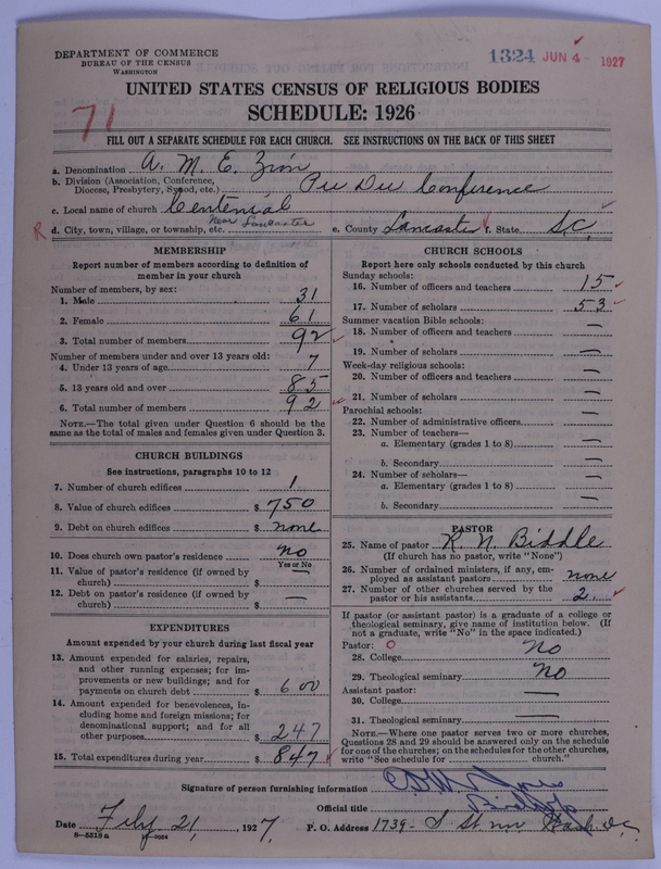 Scan of African Methodist Episcopal Zion Church: 1324