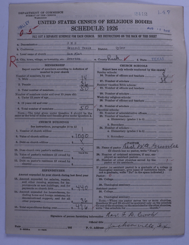 Scan of Colored Methodist Episcopal Church: 2412