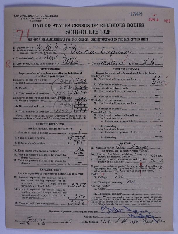 Scan of African Methodist Episcopal Zion Church: 1348