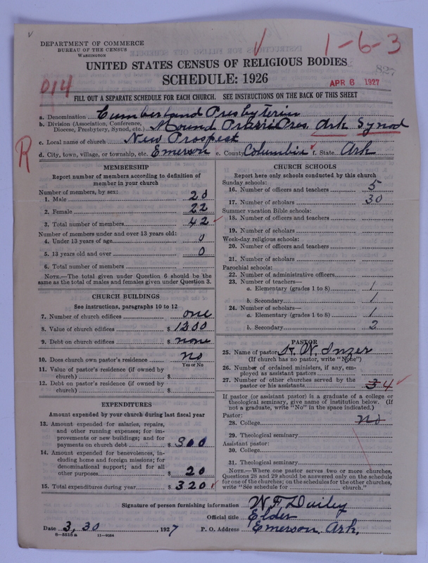 Scan of Cumberland Presbyterian Church: 827