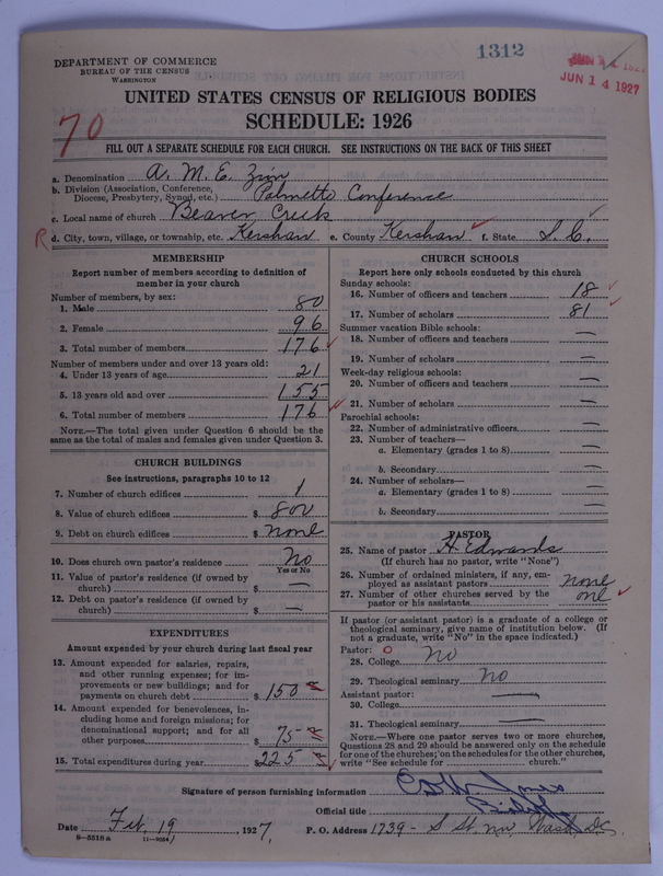 Scan of African Methodist Episcopal Zion Church: 1312