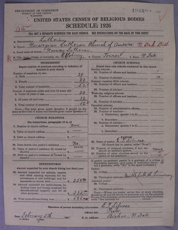 Scan of Norwegian Lutheran Church of America: 1841