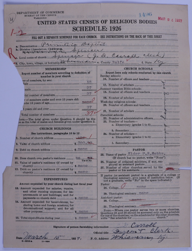 Scan of Primitive Baptists: 1496