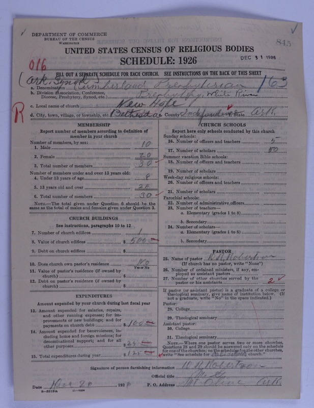 Scan of Cumberland Presbyterian Church: 845