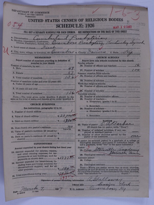 Scan of Cumberland Presbyterian Church: 239