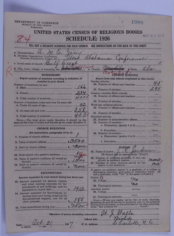 Scan of African Methodist Episcopal Zion Church: 1988